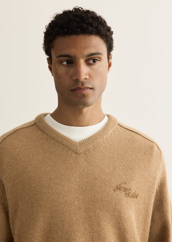 Camel Hair V-Neck Jumper