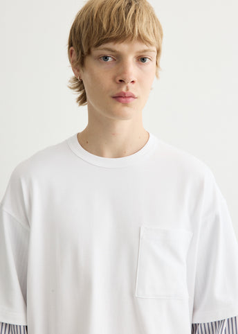 Cotton Jersey x Cotton Poplin Stripe T-Shirt