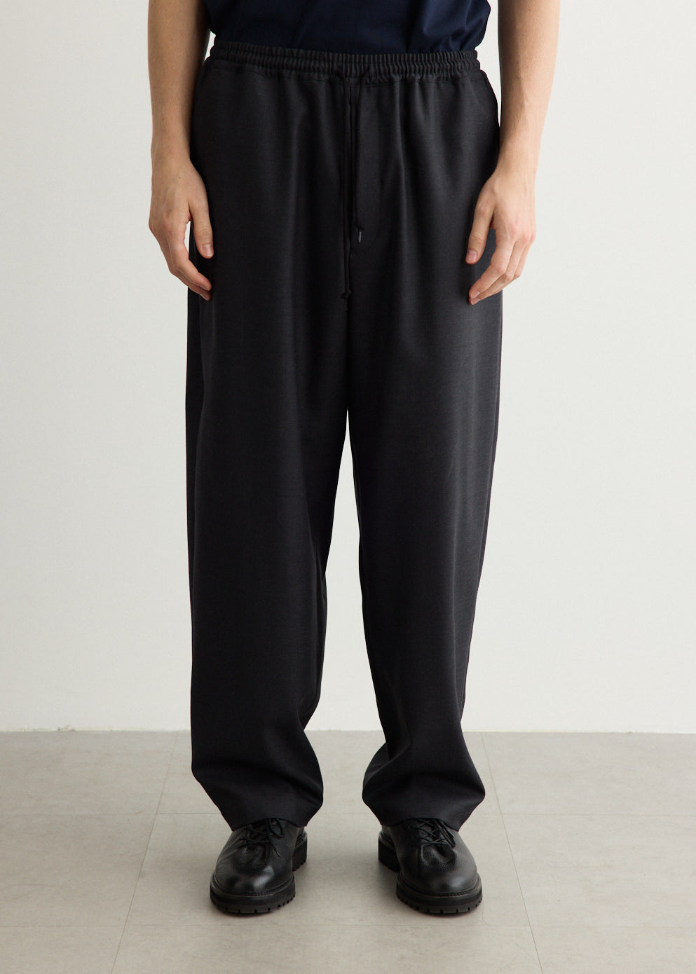 Wool Gabardine Elastic Waist Trousers