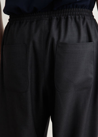Wool Gabardine Elastic Waist Trousers
