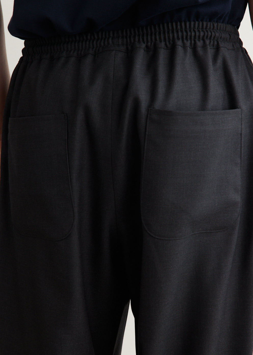 Wool Gabardine Elastic Waist Trousers
