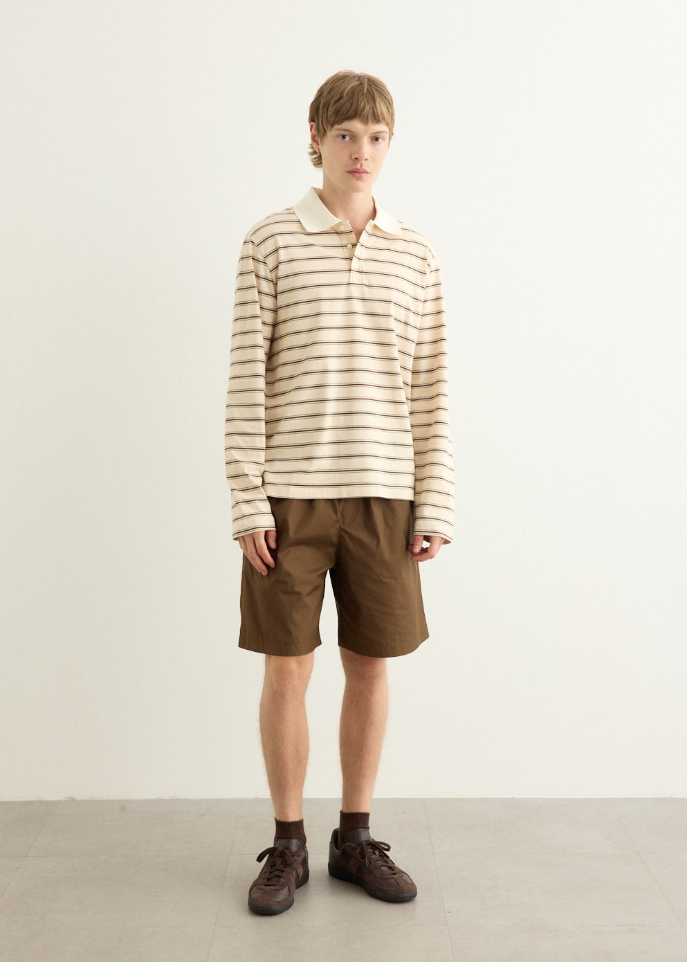 Long-Sleeve Striped Polo Shirt