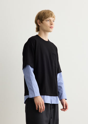 Cotton Jersey x Cotton Poplin Stripe T-Shirt