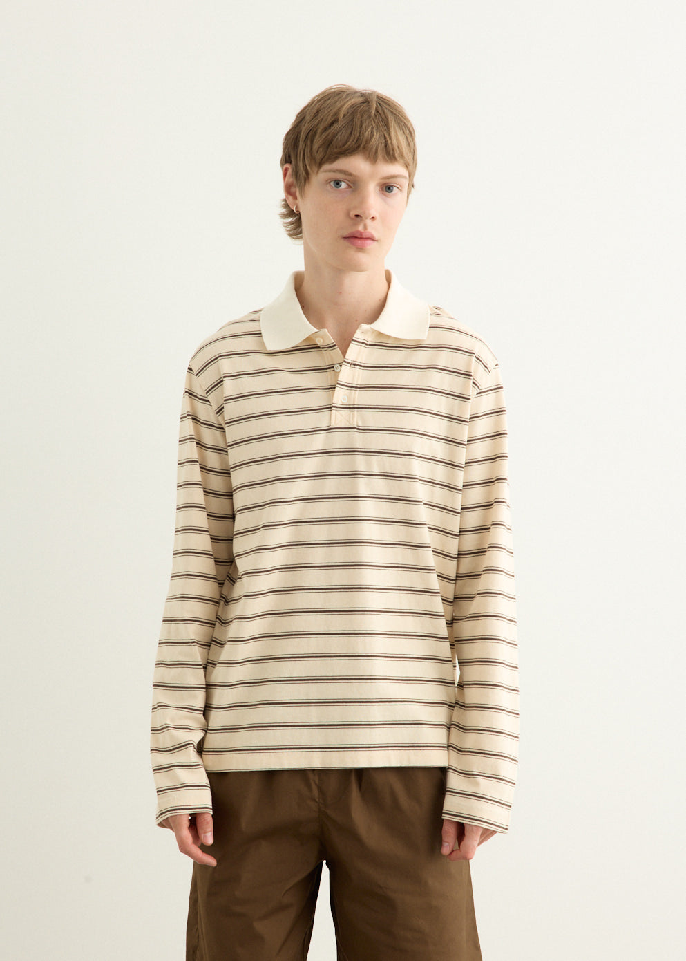 Long-Sleeve Striped Polo Shirt