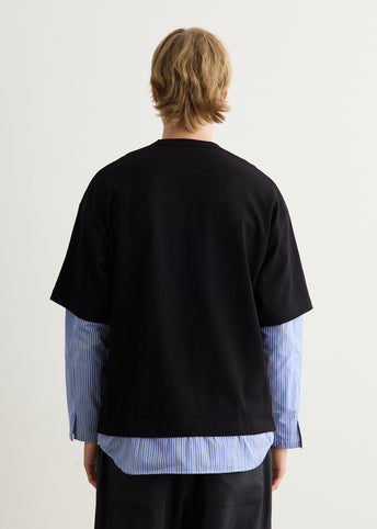 Cotton Jersey x Cotton Poplin Stripe T-Shirt