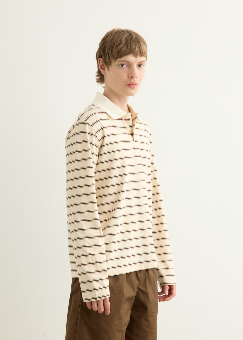 Long-Sleeve Striped Polo Shirt