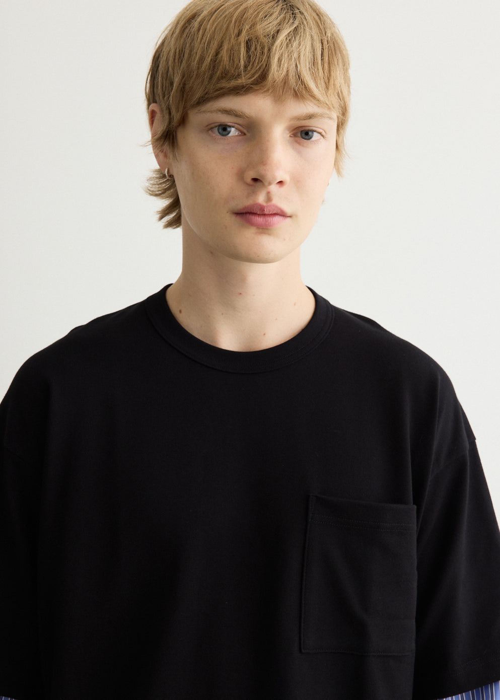 Cotton Jersey x Cotton Poplin Stripe T-Shirt