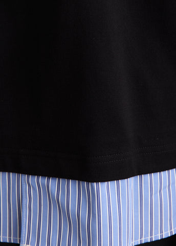 Cotton Jersey x Cotton Poplin Stripe T-Shirt