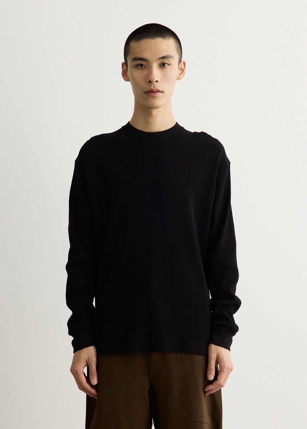 Cotton Waffle Long Sleeve T-Shirt