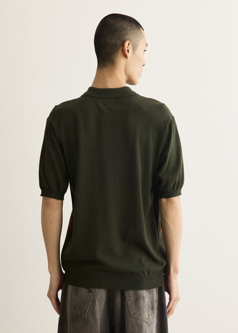 Half Zip Panel Ombre Plaid Polo