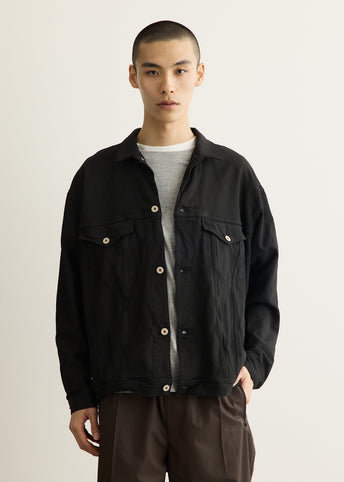 Polyester Serge Garment Treated Trucker Jacket