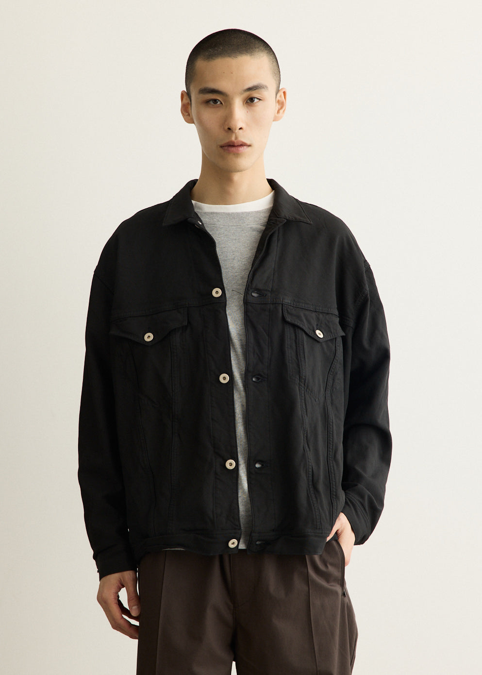 Polyester Serge Garment Treated Trucker Jacket