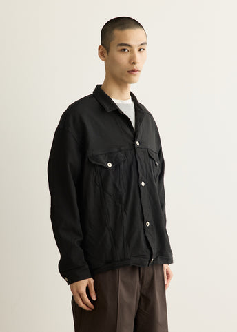 Polyester Serge Garment Treated Trucker Jacket