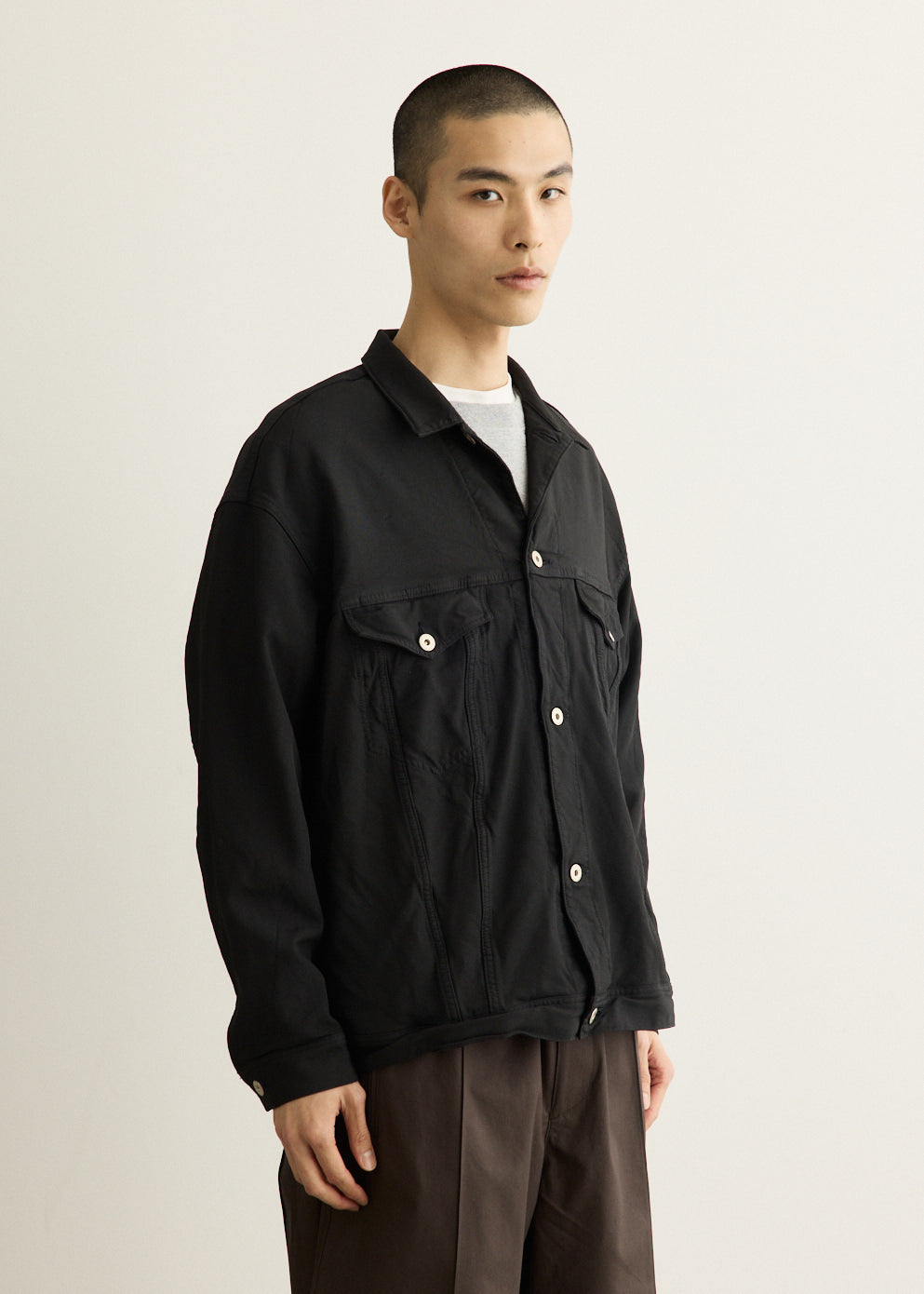 Polyester Serge Garment Treated Trucker Jacket