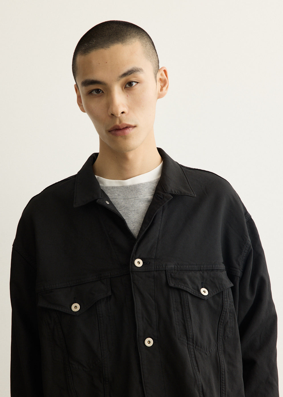Polyester Serge Garment Treated Trucker Jacket