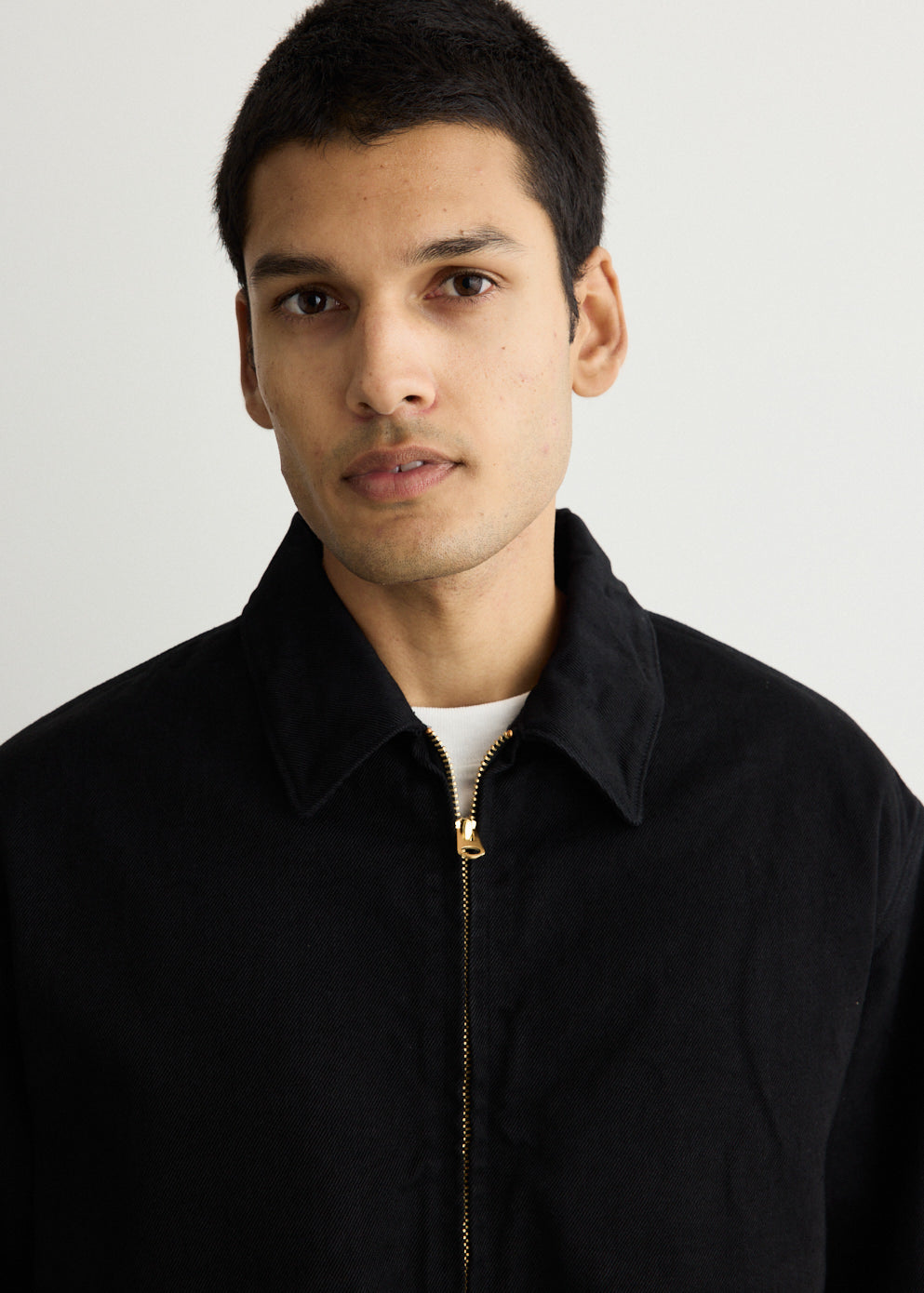 ジャケット・アウター mukcyen short zip denim shirt black Denim Zip Short Jacket