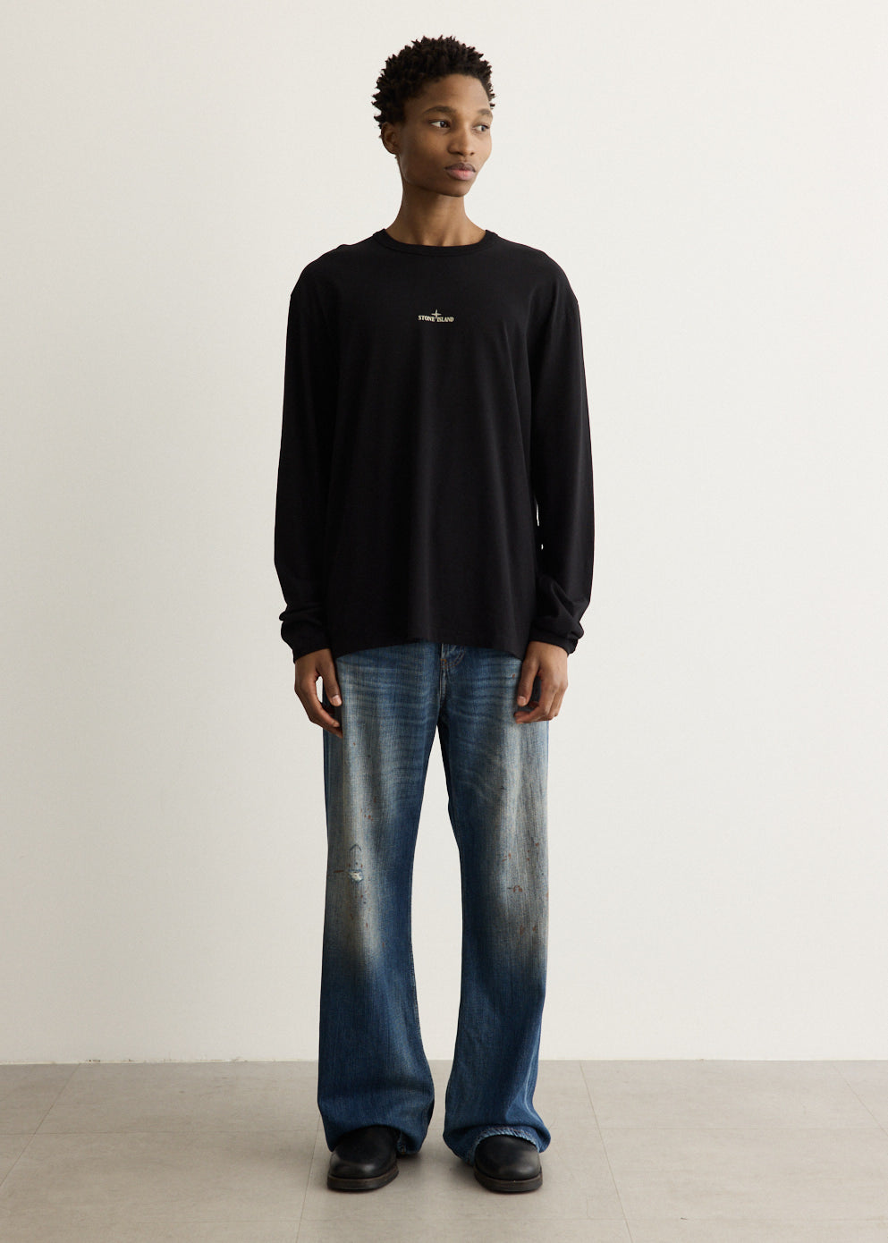 Organic Cotton Blurred Compass Long Sleeve T-Shirt