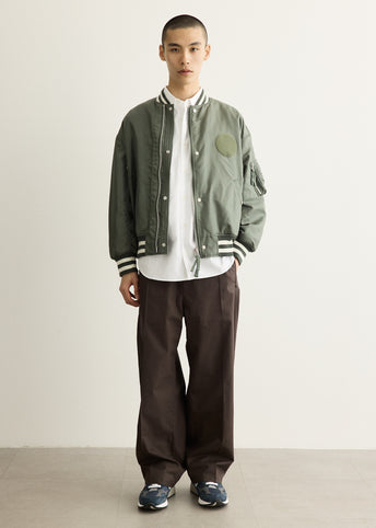 Nylon Twill Patch Bomber Jacket
