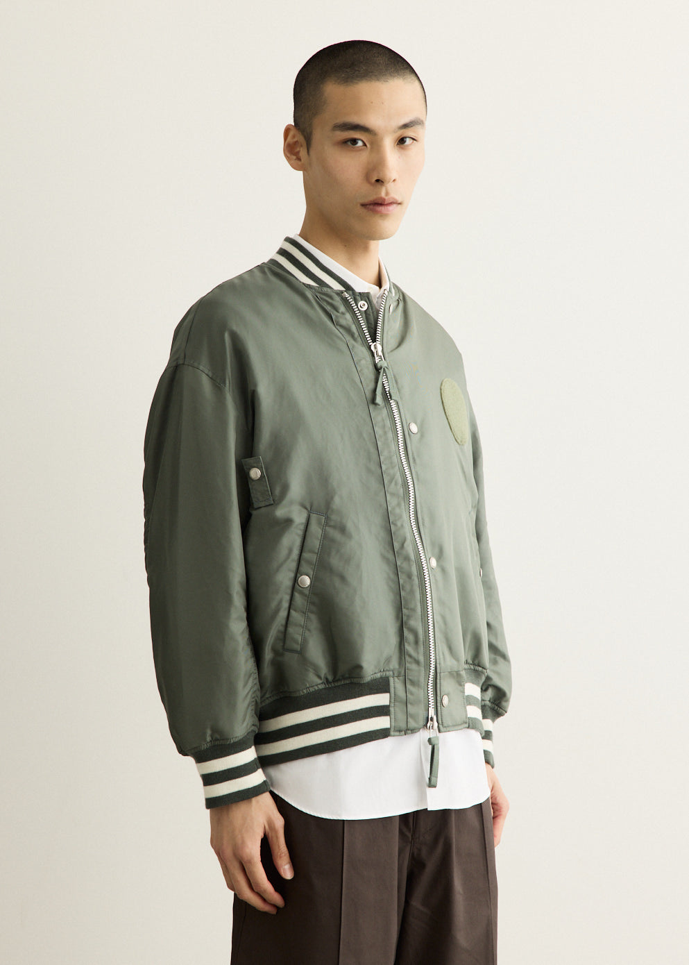 Nylon Twill Patch Bomber Jacket