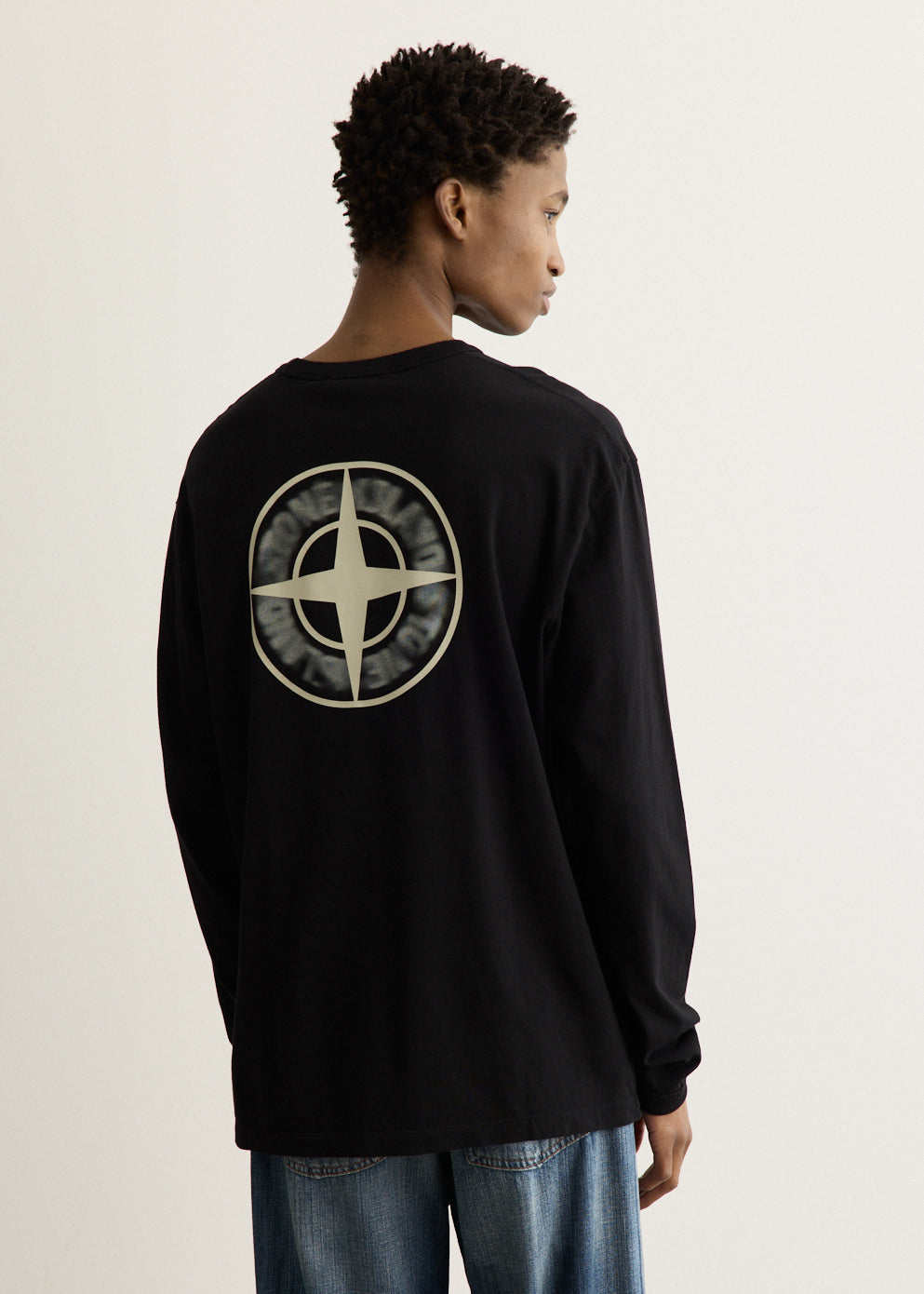 Organic Cotton Blurred Compass Long Sleeve T-Shirt