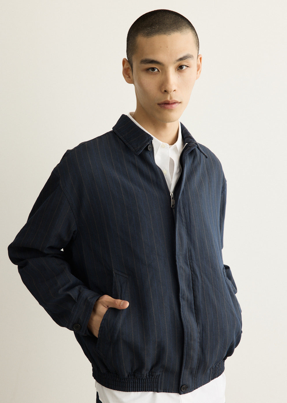 Herringbone Stripe Garment Treated Jacket