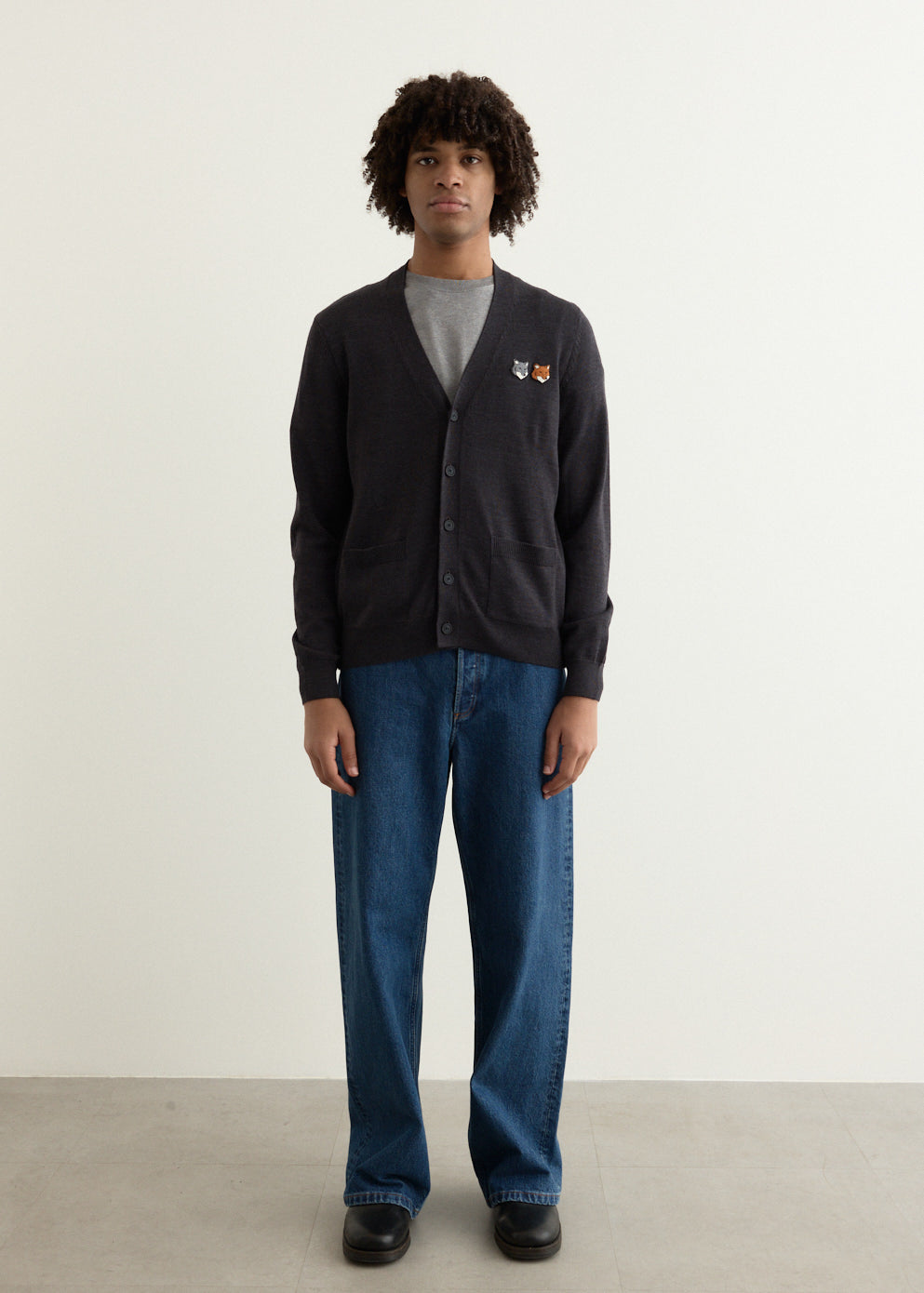 Double Bold Fox Head Patch Regular Cardigan