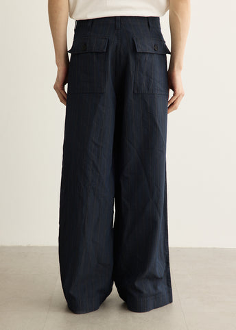 Herringbone Stripe Garment Treated Pants