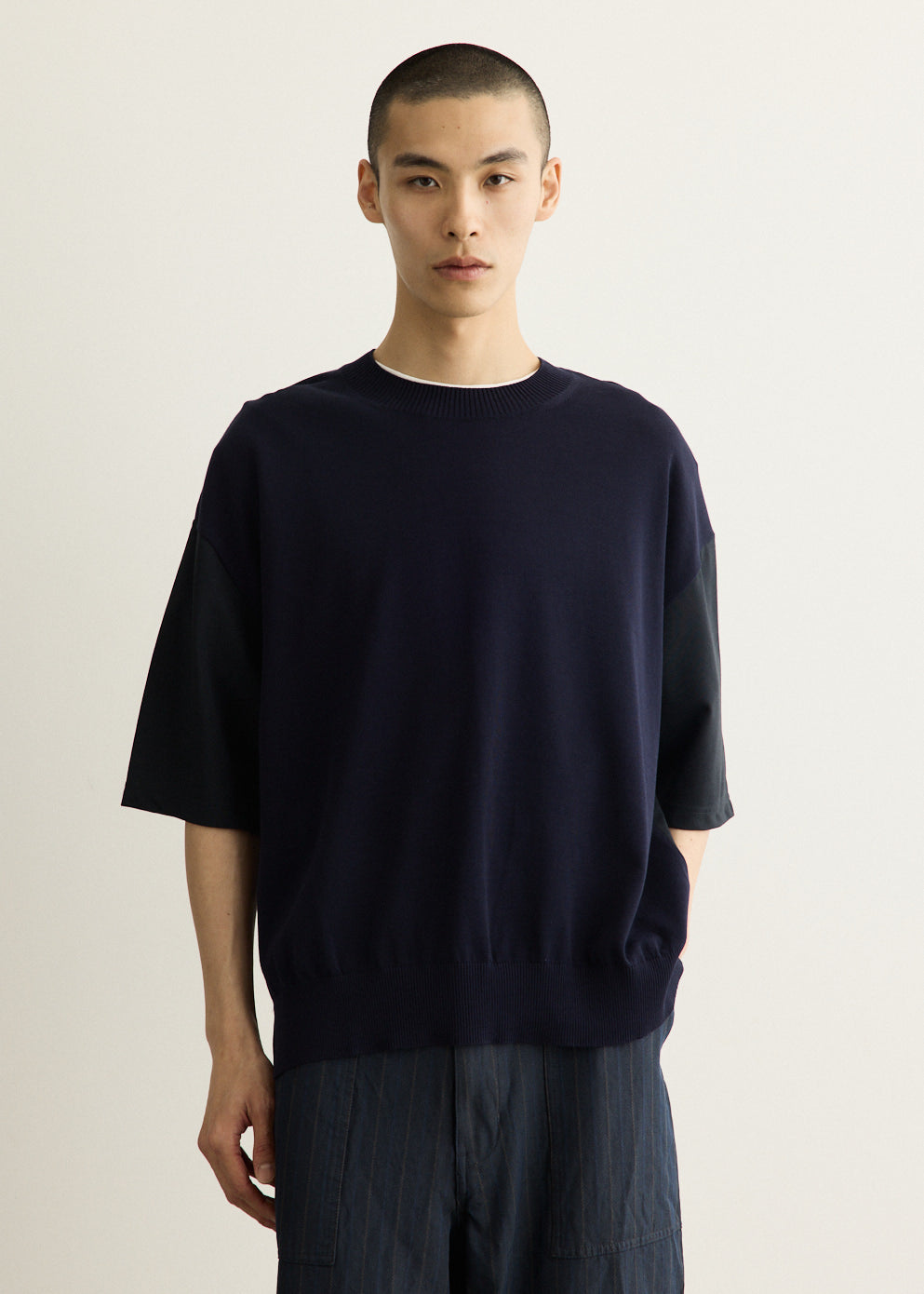 Cotton Knit Front T-Shirt