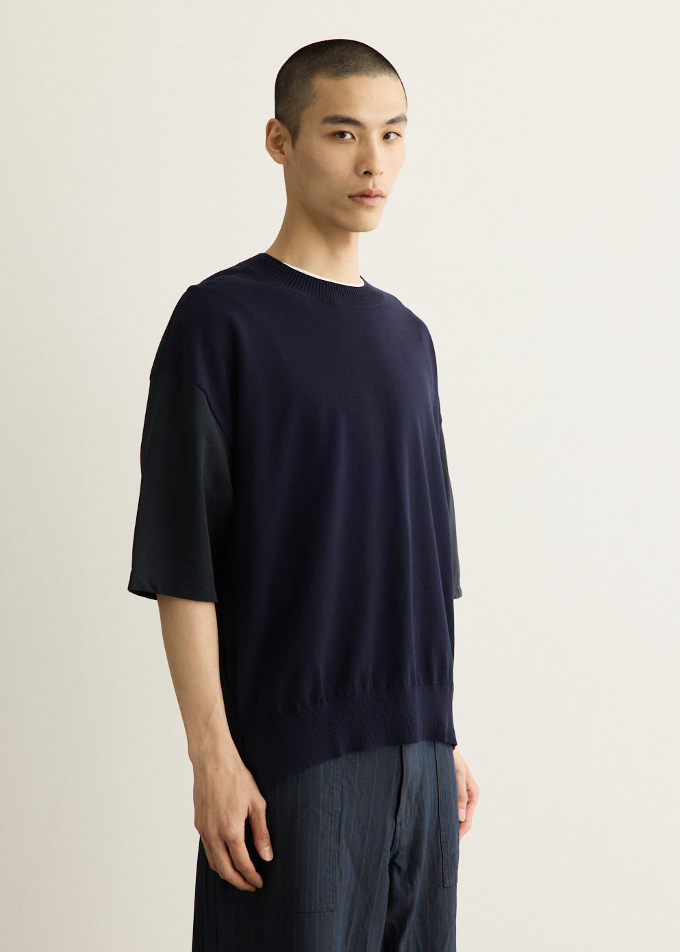 Cotton Knit Front T-Shirt