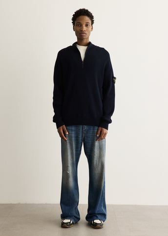 Ribbed Soft Organic Knit Zip Polo