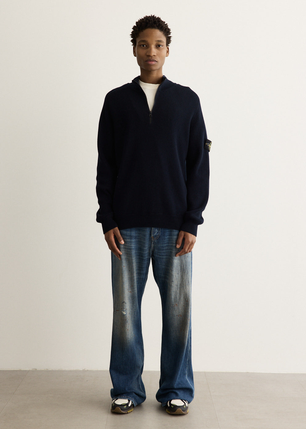 Ribbed Soft Organic Knit Zip Polo