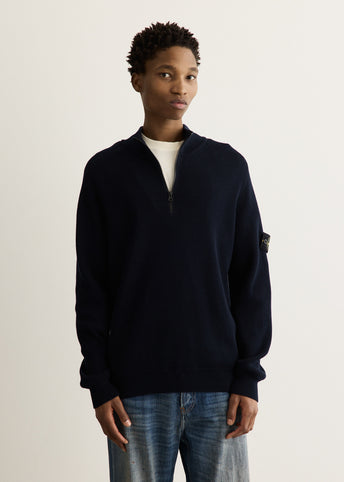 Ribbed Soft Organic Knit Zip Polo