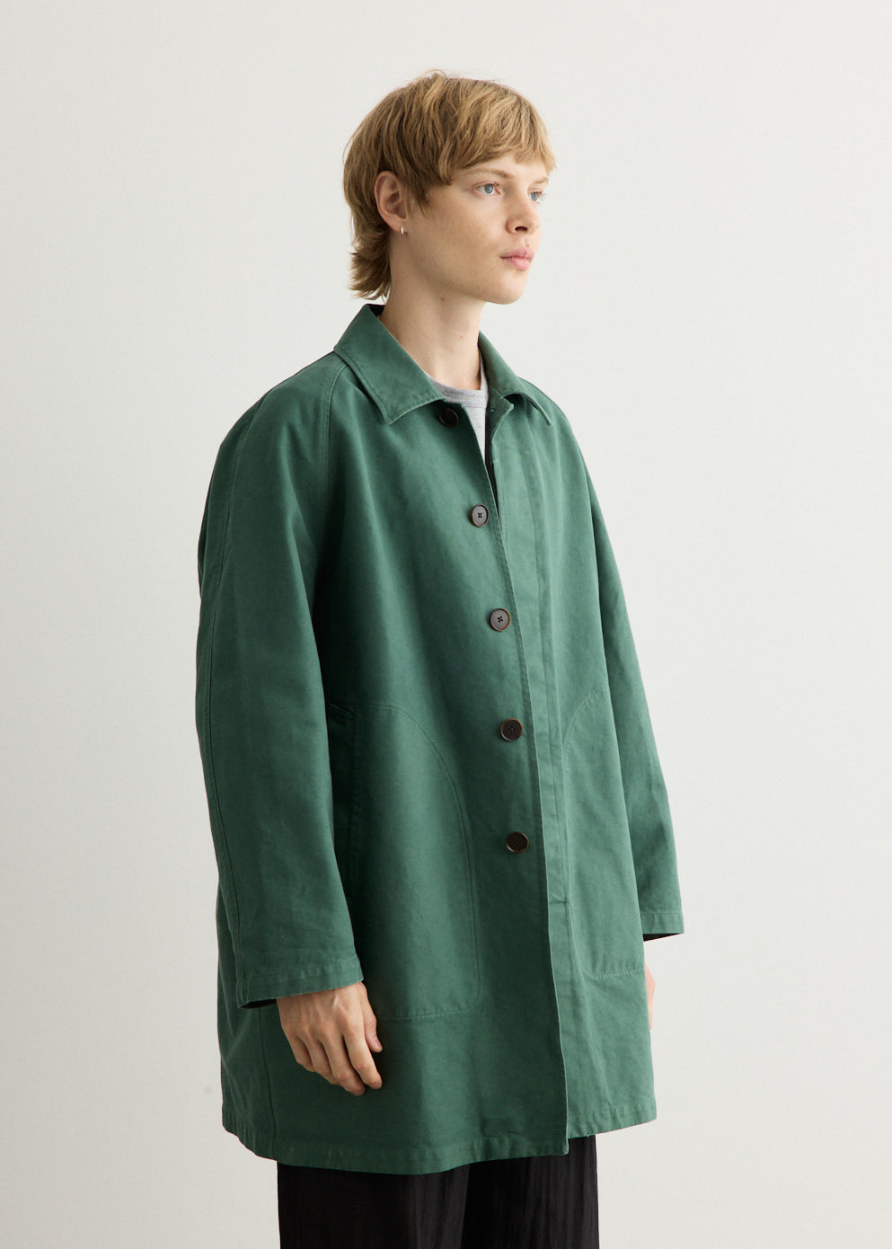 Garment Dyed Organic Cotton Twill Short Coat