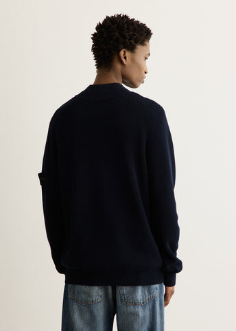Ribbed Soft Organic Knit Zip Polo