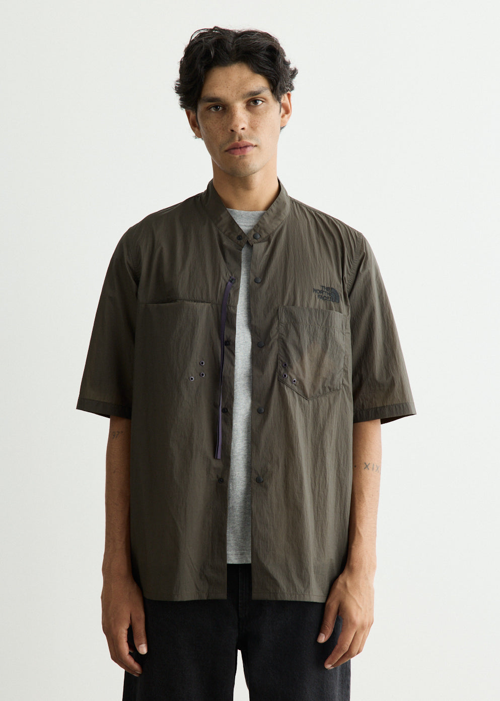 Band Collar Short Sleeve Climb Shirt