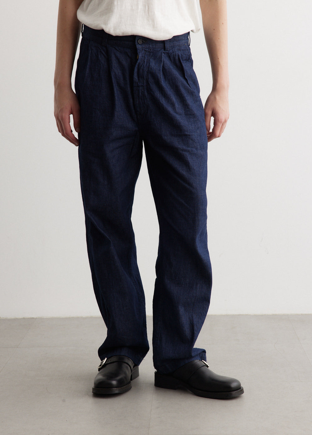 Two Tuck Denim Wide Trousers