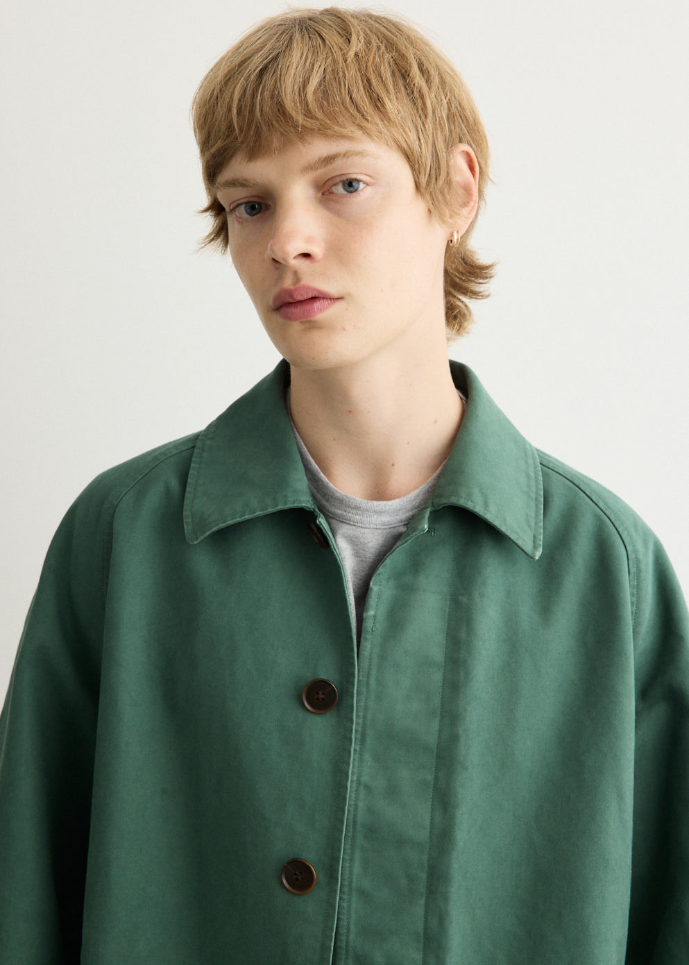 Garment Dyed Organic Cotton Twill Short Coat