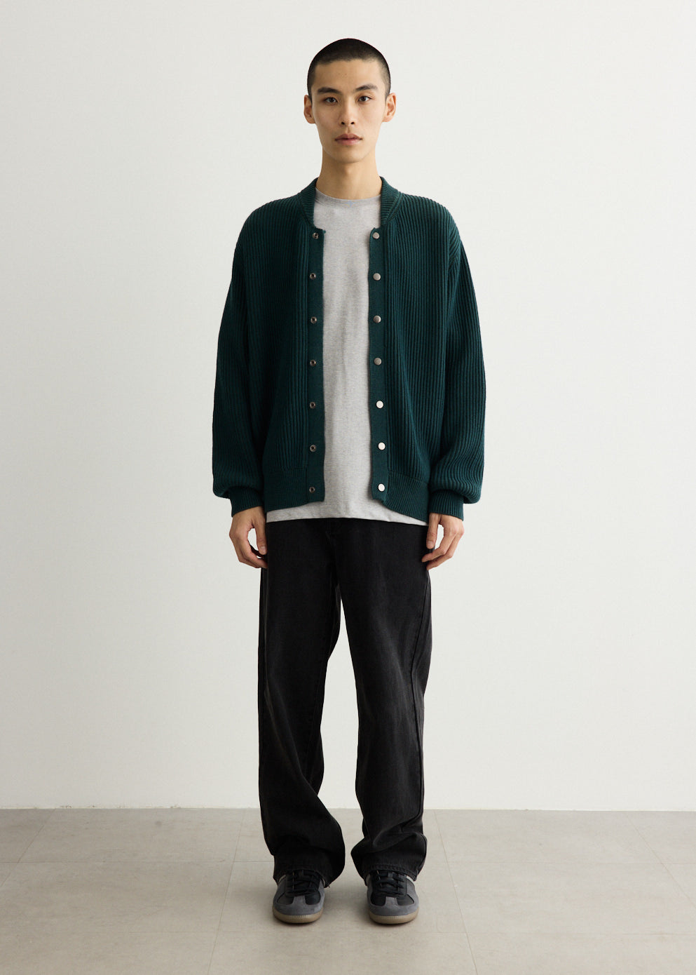 College Rib Knit Cardigan