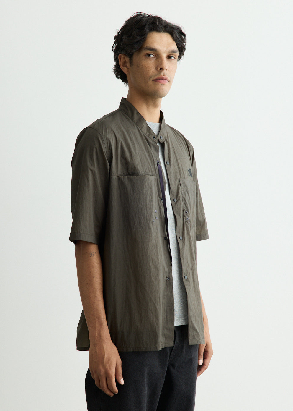 Band Collar Short Sleeve Climb Shirt