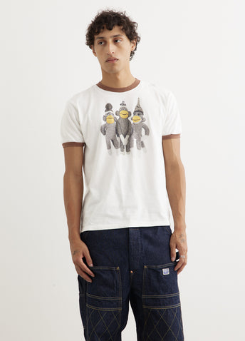 20/-Jersey RINGER T-Shirt 'Monkey Amigos'