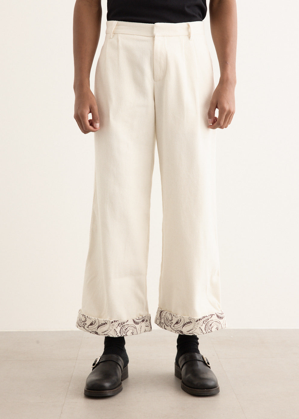 Paisley Embroidered Cuff Trousers