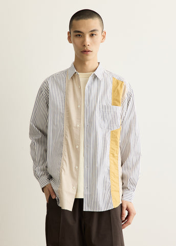 Cotton Stripe x Cotton Twill Mix Shirt