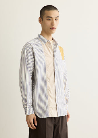 Cotton Stripe x Cotton Twill Mix Shirt