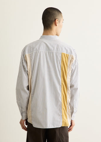 Cotton Stripe x Cotton Twill Mix Shirt
