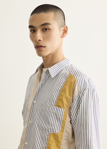 Cotton Stripe x Cotton Twill Mix Shirt