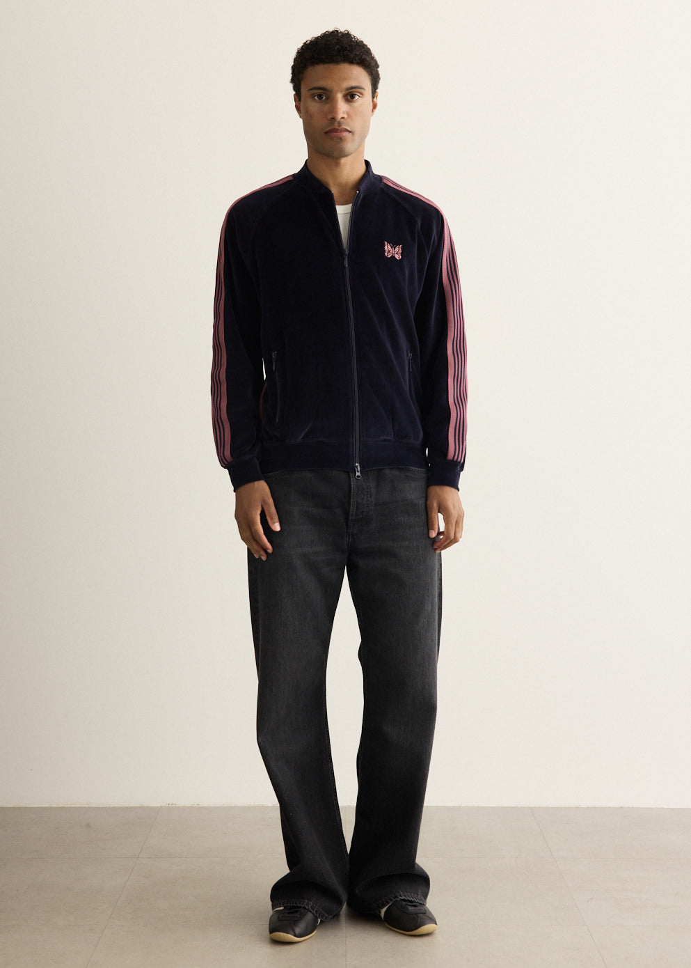 C/PE Velour Rib Collar Track Jacket