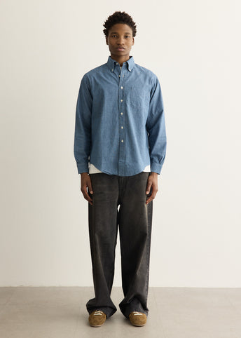 Small Check Indigo Chambray Standard Button Down Shirt