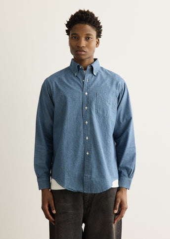 Small Check Indigo Chambray Standard Button Down Shirt
