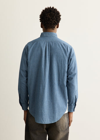 Small Check Indigo Chambray Standard Button Down Shirt