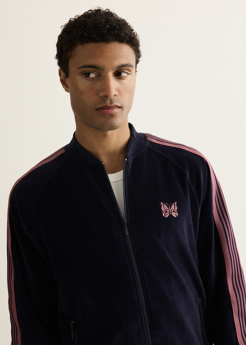 C/PE Velour Rib Collar Track Jacket